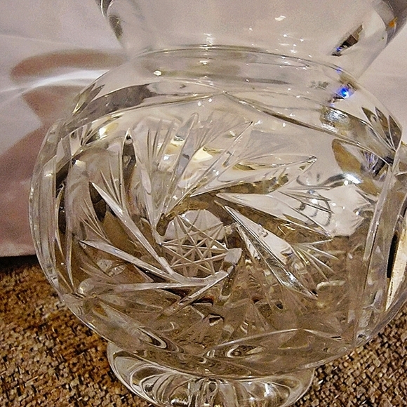 #Vintage #CrystalClear Polish 24% Lead Crystal Vase Floral Starburst Pattern - Picture 9 of 10